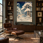 Snowfall Among Blue Pines - interior setting 3 - expressive contemporary art painting