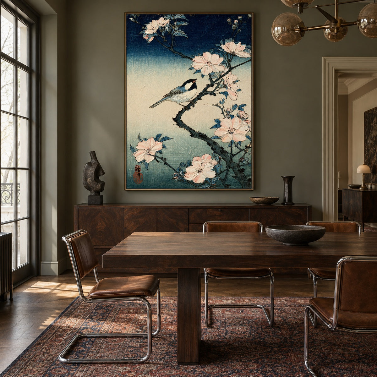 Songbird in Pale Bloom - interior setting 5 - expressive contemporary art painting