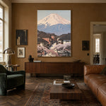 Spring Village Below Fuji - interior setting 4 - expressive contemporary art painting