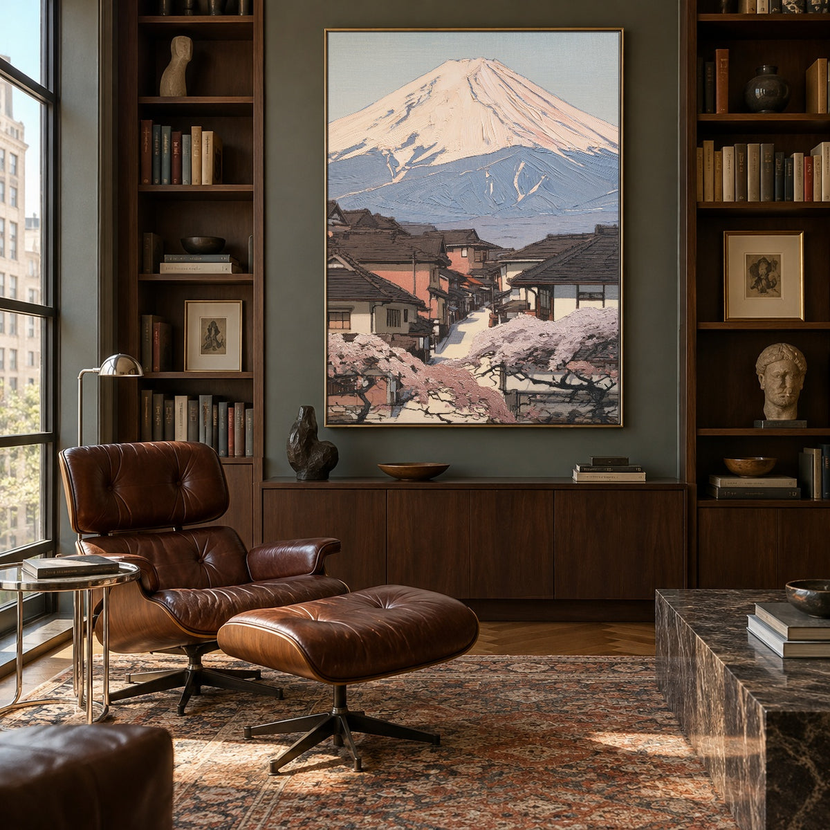 Spring Village Below Fuji - interior setting 5 - expressive contemporary art painting