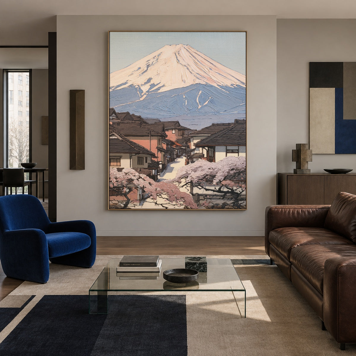 Spring Village Below Fuji - interior setting 6 - expressive contemporary art painting