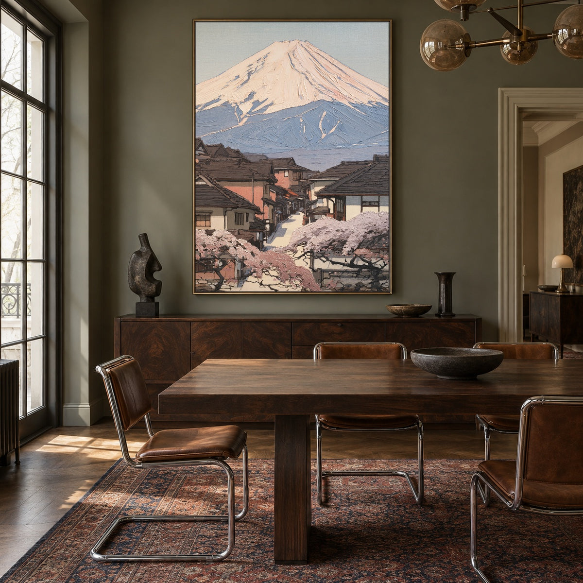 Spring Village Below Fuji - interior setting 7 - expressive contemporary art painting