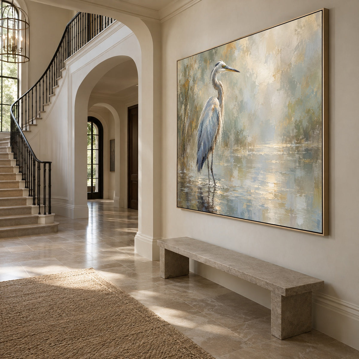 Stillness Beside the Water - oblique view - expressive contemporary art painting