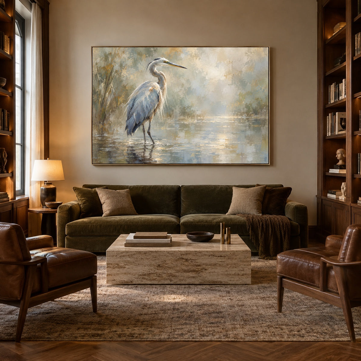 Stillness Beside the Water - interior setting 03 - expressive contemporary art painting