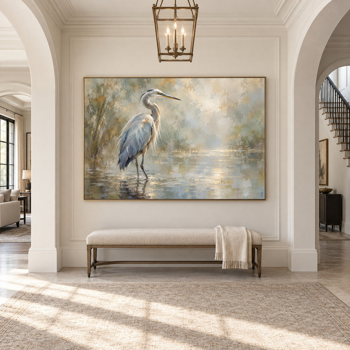 Stillness Beside the Water - interior setting 05 - expressive contemporary art painting