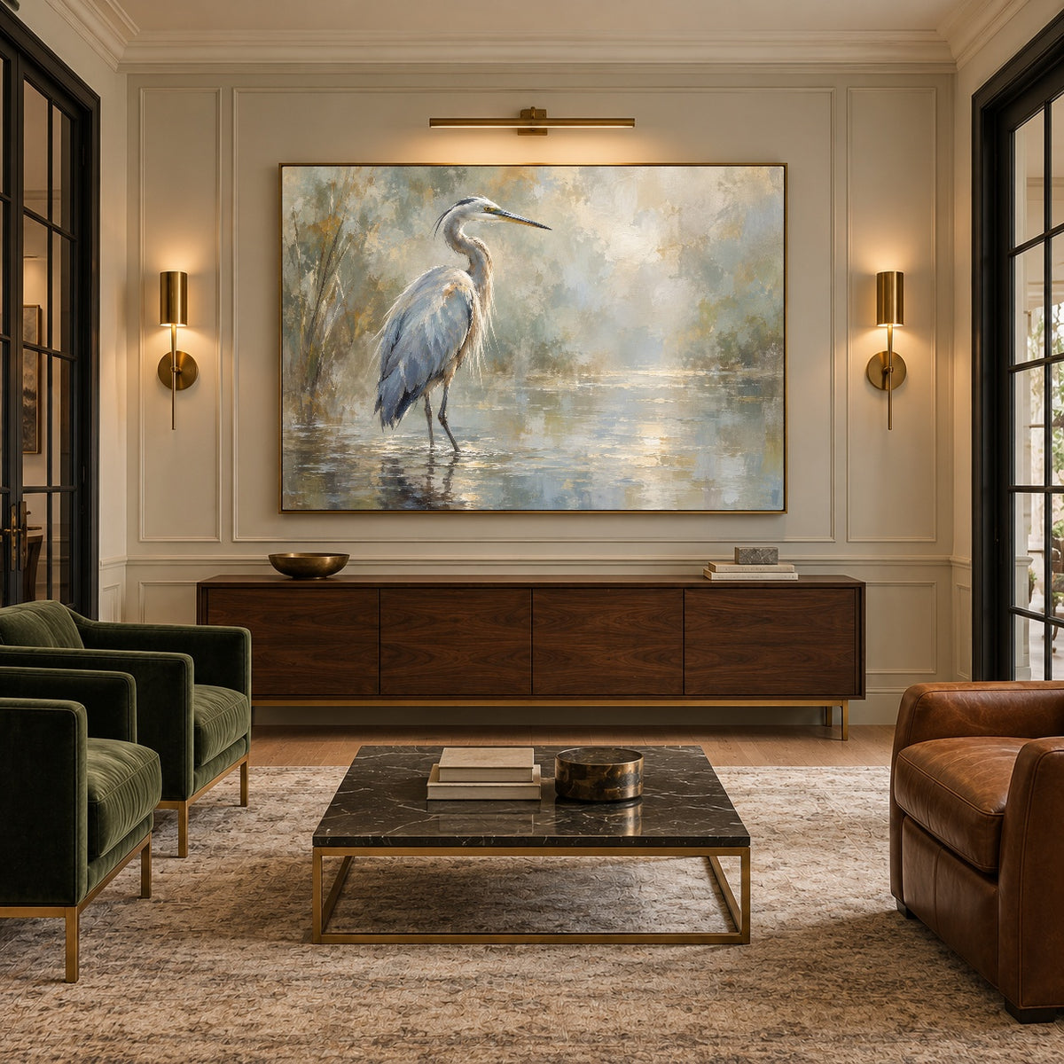 Stillness Beside the Water - interior setting 07 - expressive contemporary art painting