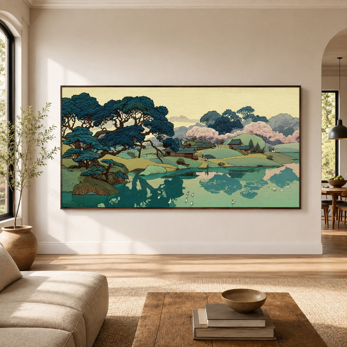 Stillwater Blossom Shore - interior setting 6 - expressive contemporary art painting