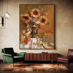 Sunflowers After Summer - interior setting 3 - expressive contemporary art painting