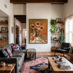 Sunflowers After Summer - interior setting 5 - expressive contemporary art painting