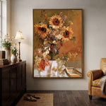 Sunflowers After Summer - interior setting 7 - expressive contemporary art painting