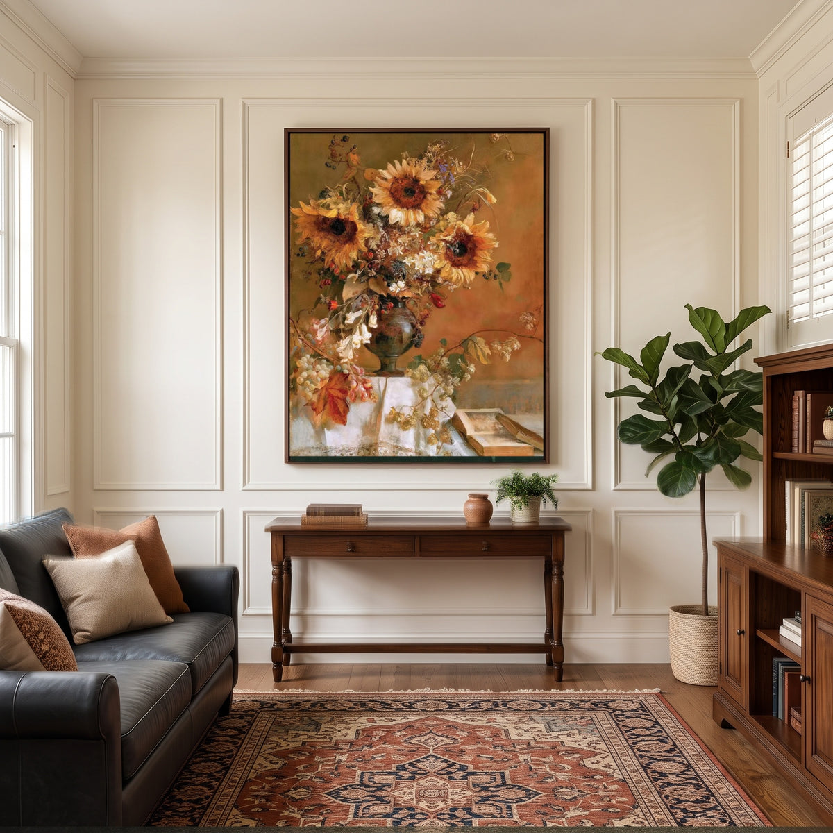 Sunflowers After Summer - interior setting 8 - expressive contemporary art painting