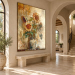 Sunflowers Keep the Light - oblique view - expressive contemporary art painting