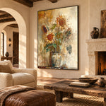 Sunflowers Keep the Light - interior setting 7 - expressive contemporary art painting
