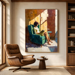 Sunlight Across the Page - front-view living-room hero - expressive contemporary art painting
