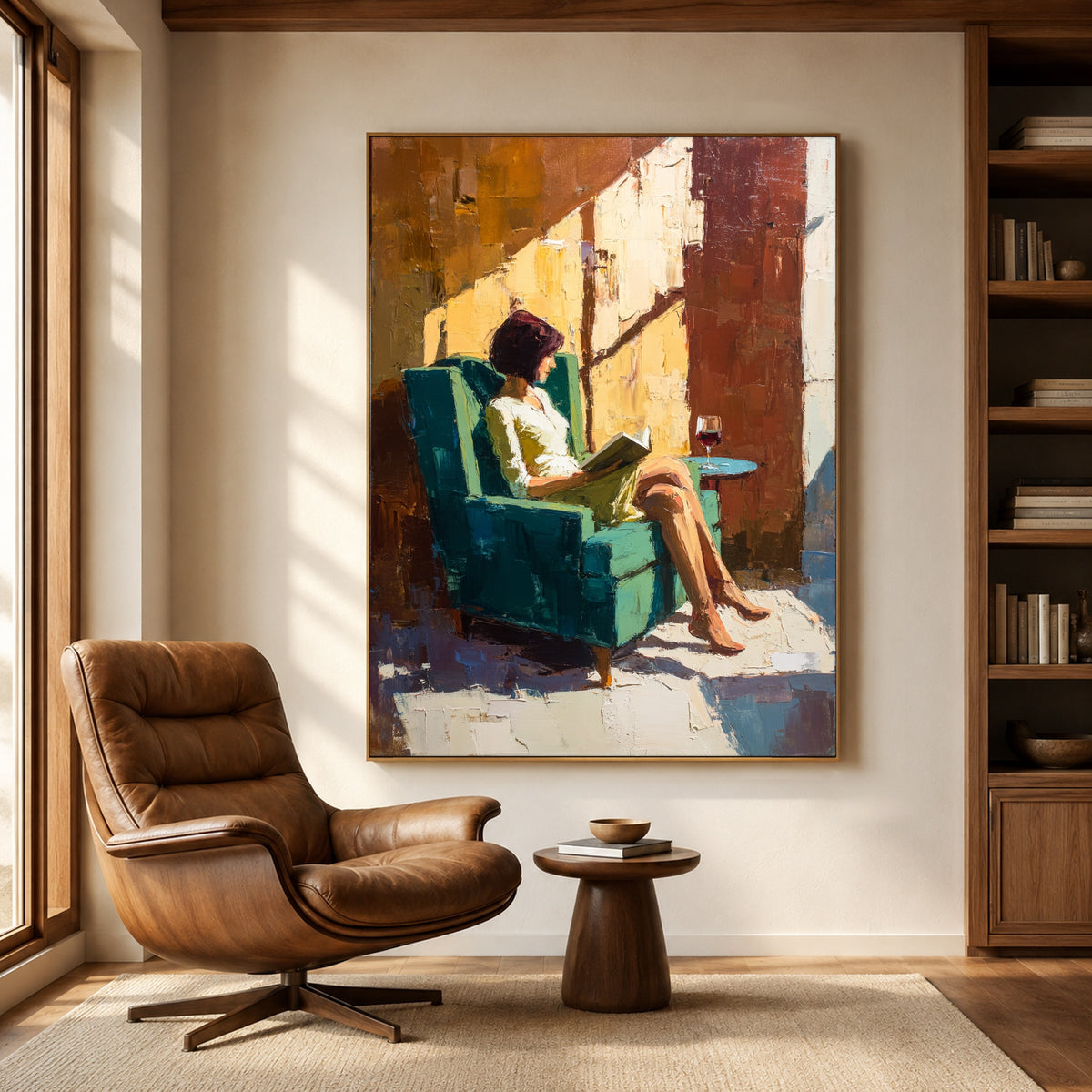 Sunlight Across the Page - front-view living-room hero - expressive contemporary art painting
