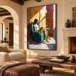 Sunlight Across the Page - oblique view - expressive contemporary art painting