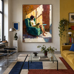 Sunlight Across the Page - interior setting 3 - expressive contemporary art painting