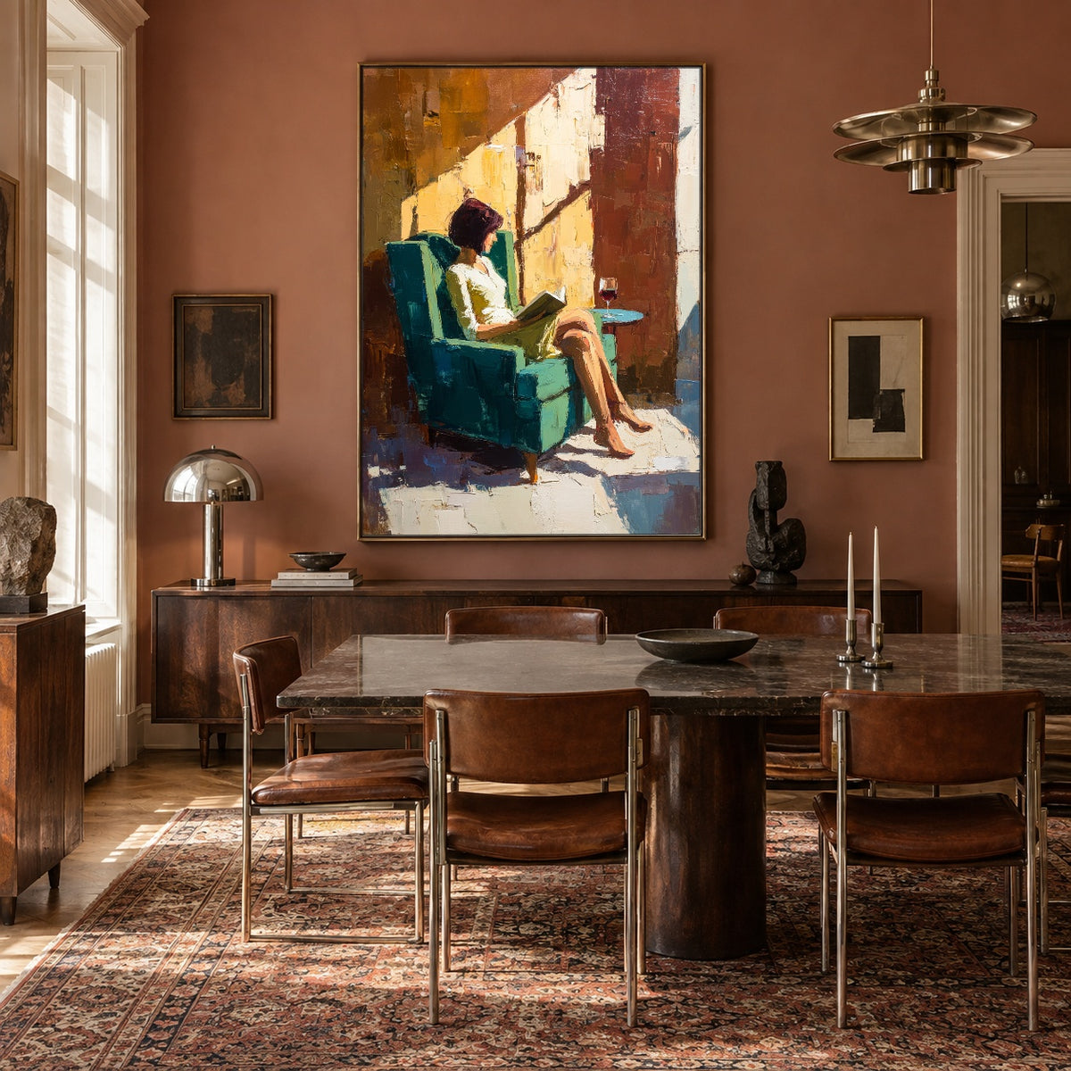 Sunlight Across the Page - interior setting 5 - expressive contemporary art painting