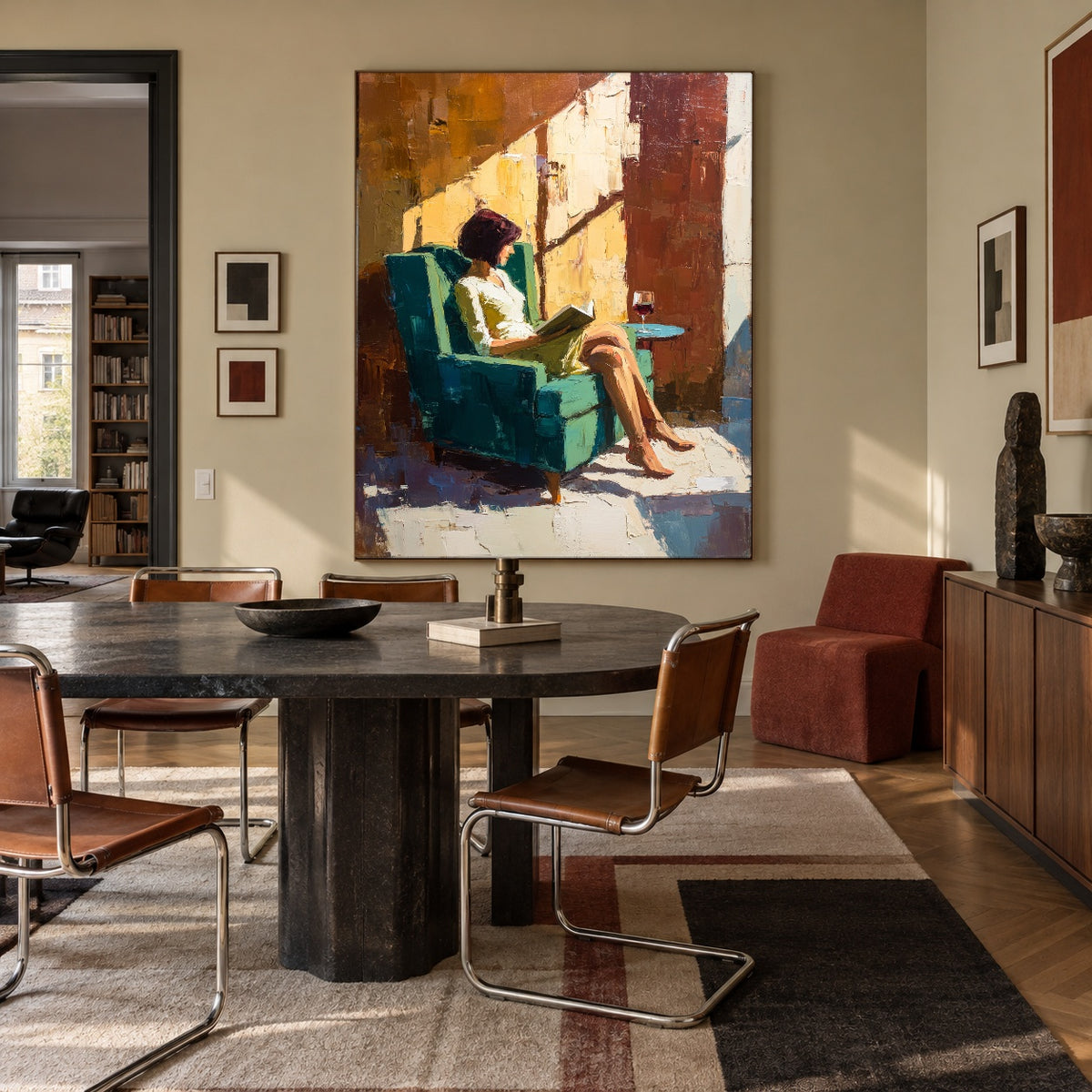 Sunlight Across the Page - interior setting 6 - expressive contemporary art painting