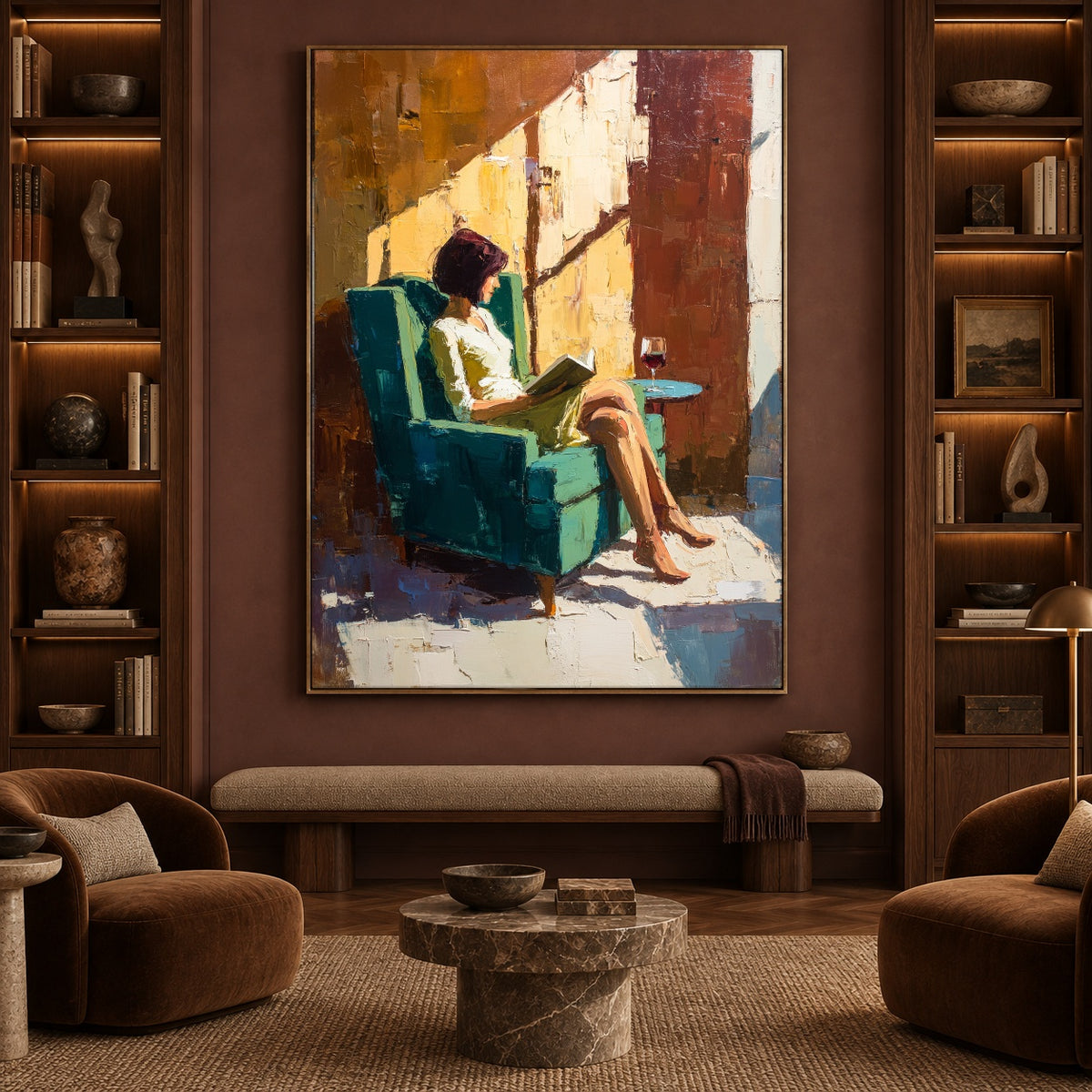 Sunlight Across the Page - interior setting 7 - expressive contemporary art painting