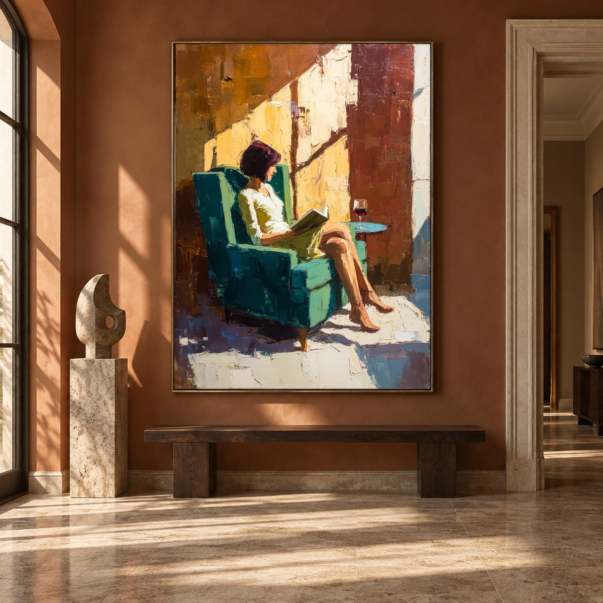 Sunlight Across the Page - interior setting 8 - expressive contemporary art painting