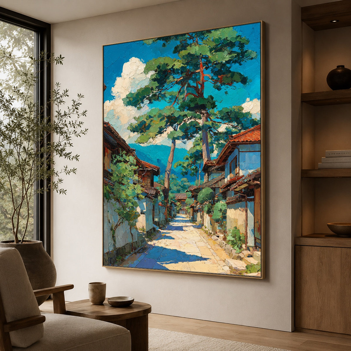 Sunshine Along Pine Street - oblique view - expressive contemporary art painting