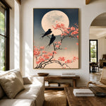 Swallows Beneath Blossom Moon - interior setting 3 - expressive contemporary art painting