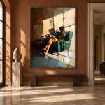 The Afternoon Stays Open - interior setting 7 - expressive contemporary art painting