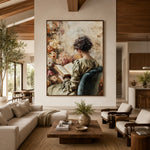 The Book and Blossoms - interior setting 3 - expressive contemporary art painting