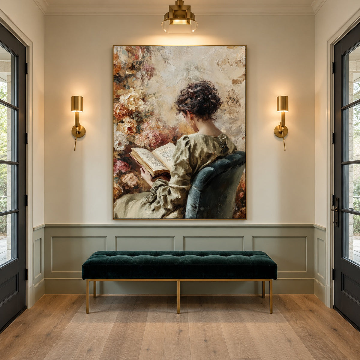 The Book and Blossoms - interior setting 6 - expressive contemporary art painting