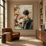 The Book and Blossoms - interior setting 7 - expressive contemporary art painting