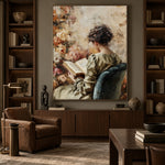 The Book and Blossoms - interior setting 8 - expressive contemporary art painting