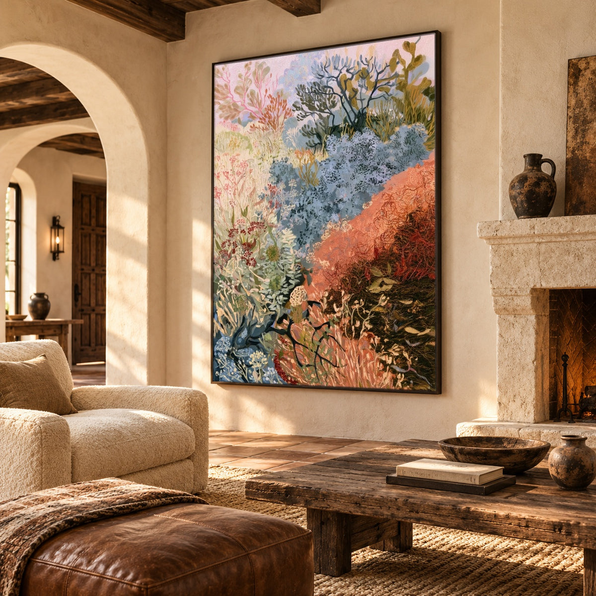 The Colorful Garden Trail - oblique view - expressive contemporary art painting