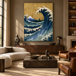 The Wave Holds Sky - front-view living-room hero - expressive contemporary art painting