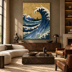 The Wave Holds Sky - front-view living-room hero - expressive contemporary art painting