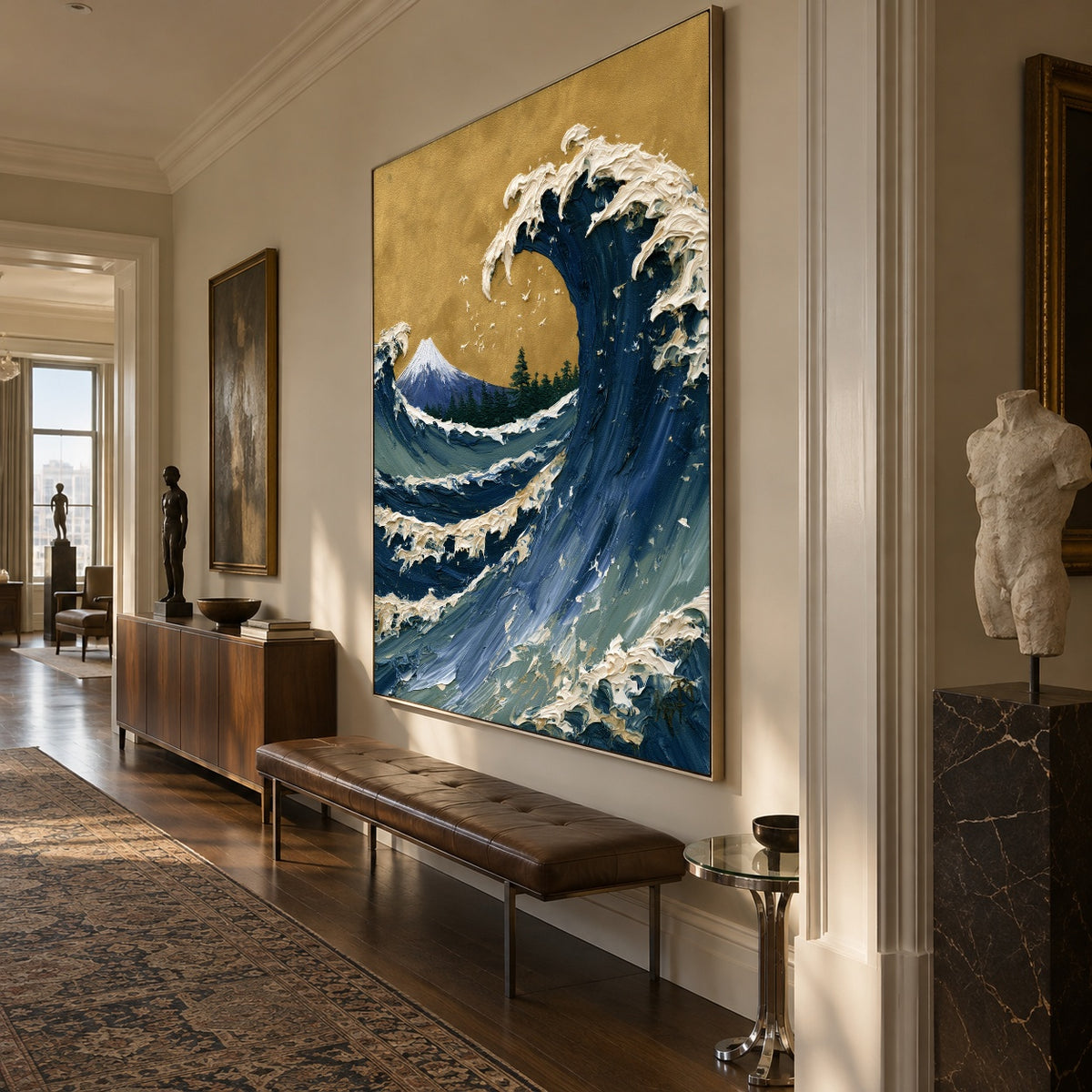 The Wave Holds Sky - oblique view - expressive contemporary art painting