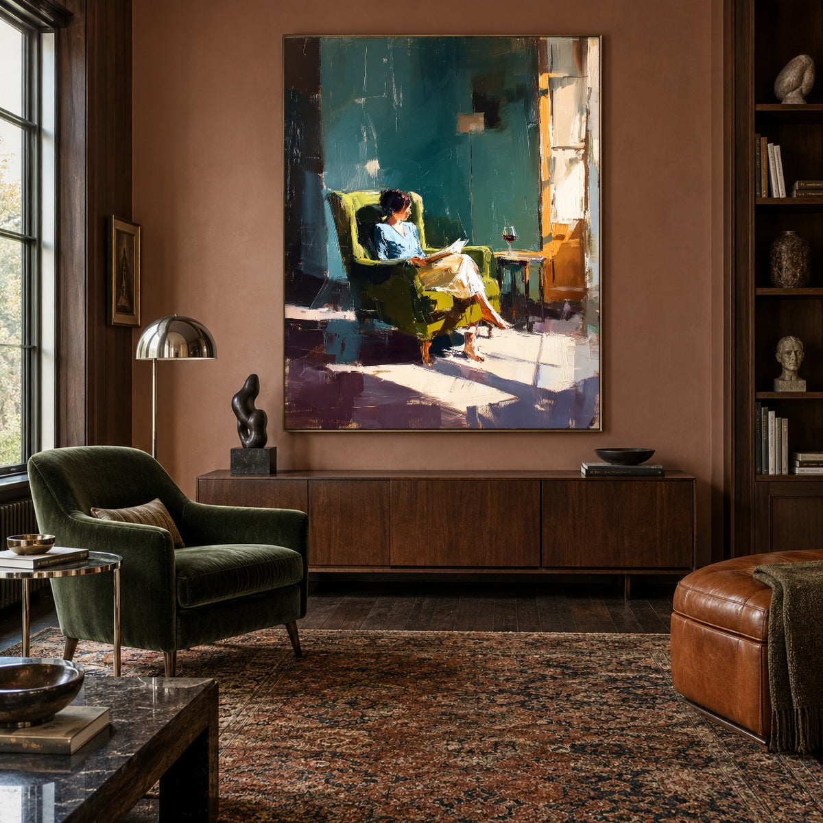 The Window Keeps Time - front-view living-room hero - expressive contemporary art painting