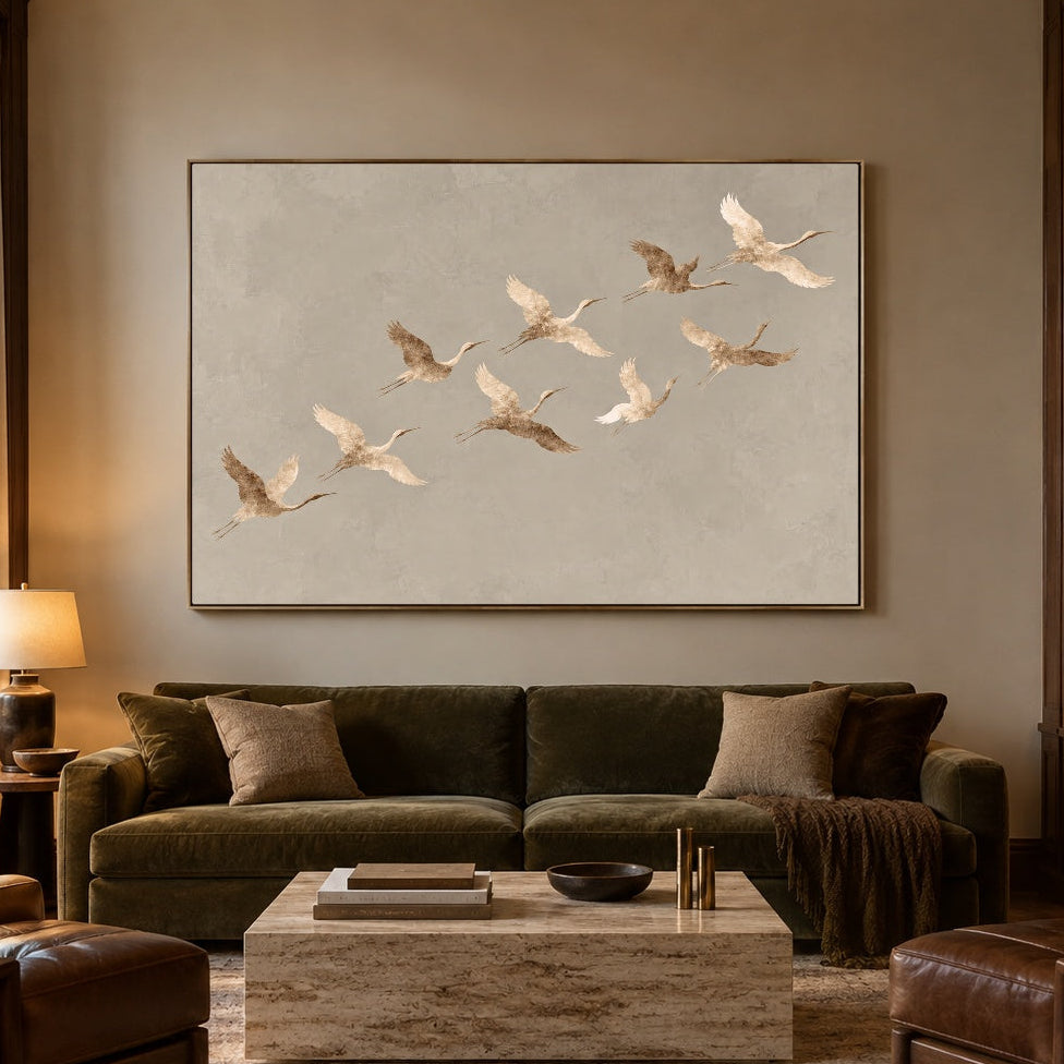 Together Across Soft Skies - front view hero - expressive contemporary art painting