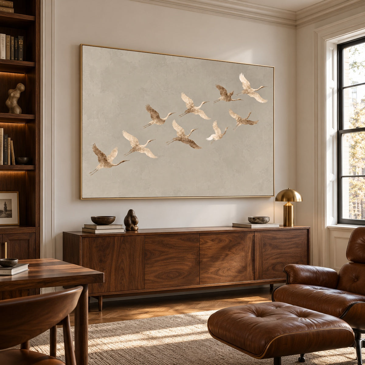 Together Across Soft Skies - interior setting 03 - expressive contemporary art painting