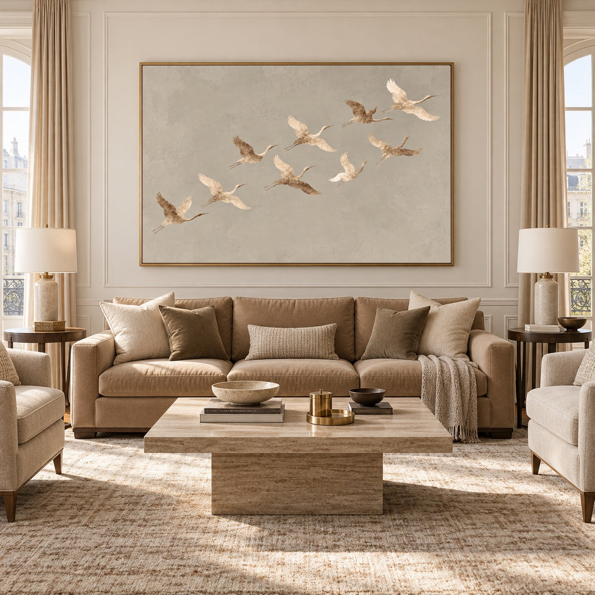Together Across Soft Skies - interior setting 04 - expressive contemporary art painting