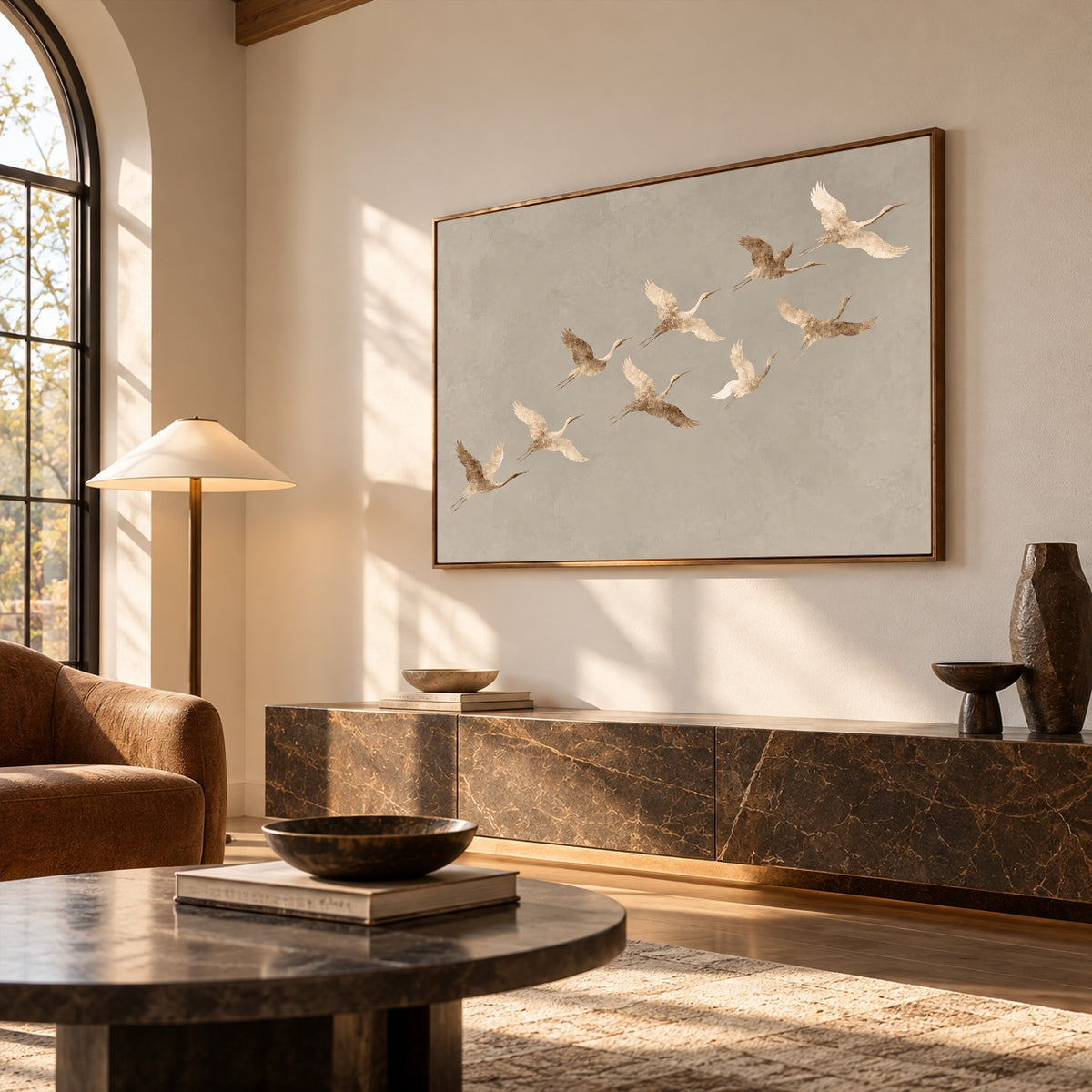 Together Across Soft Skies - interior setting 07 - expressive contemporary art painting