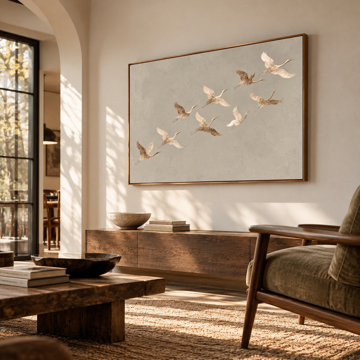 Together Across Soft Skies - interior setting 08 - expressive contemporary art painting
