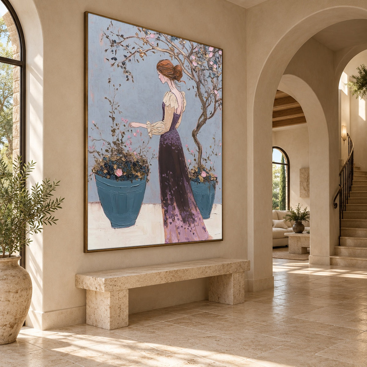 Under Garden Branches - interior setting 6 - expressive contemporary art painting