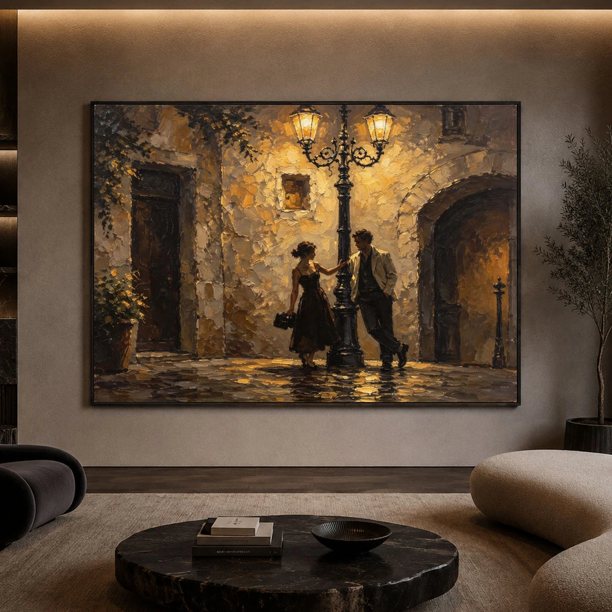 Under the Old Lamplight - front view hero - expressive contemporary art painting