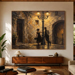Under the Old Lamplight - interior setting 03 - expressive contemporary art painting