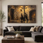 Under the Old Lamplight - interior setting 05 - expressive contemporary art painting