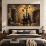 Under the Old Lamplight - interior setting 06 - expressive contemporary art painting