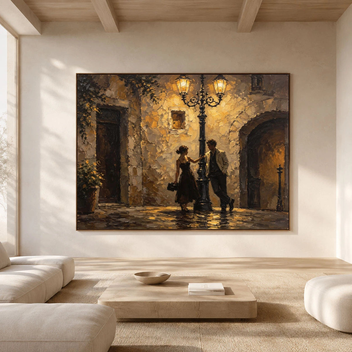Under the Old Lamplight - interior setting 08 - expressive contemporary art painting