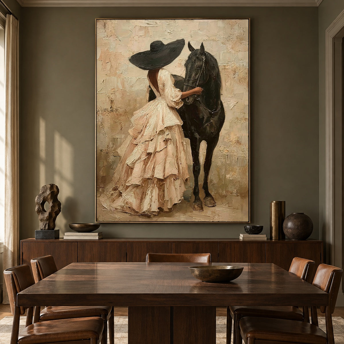 Velvet Reins and Ivory - interior setting 5 - expressive contemporary art painting