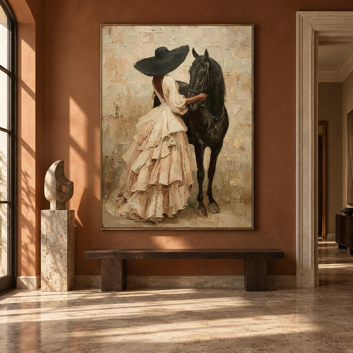 Velvet Reins and Ivory - interior setting 6 - expressive contemporary art painting